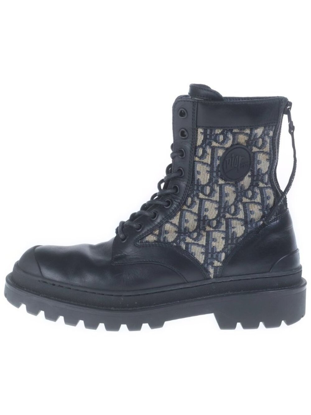 Dior Oblique Jacquard Smooth Calfskin Boots Black Beige